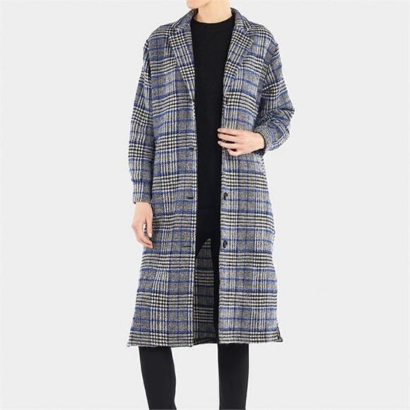 Coco + Carmen Metro plaid trench coat size S/M - Picture 2 of 9
